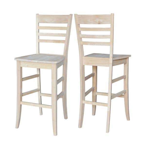 International Concepts Roma Bar Height Stool, 30" Seat Height, Unfinished - S-3103