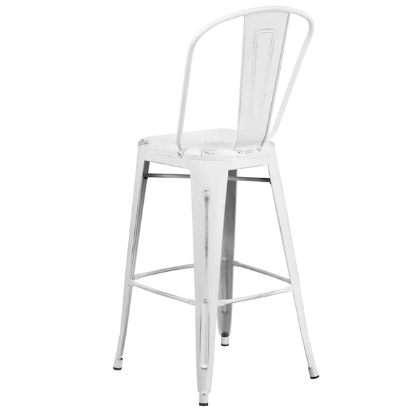 Flash Furniture Distressed White Metal Stool, PK4 - 4-ET-3534-30-WH-GG