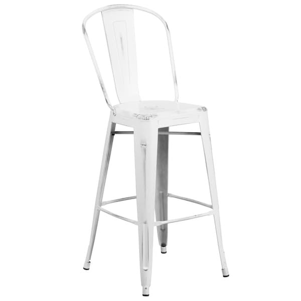Flash Furniture Distressed White Metal Stool, PK4 - 4-ET-3534-30-WH-GG