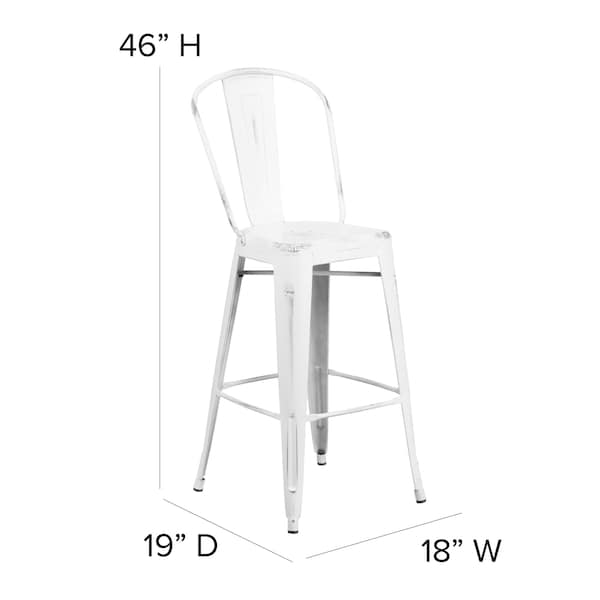 Flash Furniture Distressed White Metal Stool, PK4 - 4-ET-3534-30-WH-GG