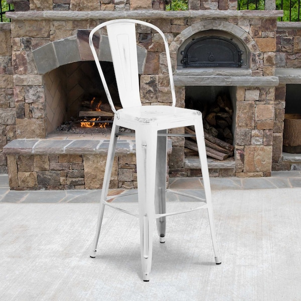 Flash Furniture Distressed White Metal Stool, PK4 - 4-ET-3534-30-WH-GG