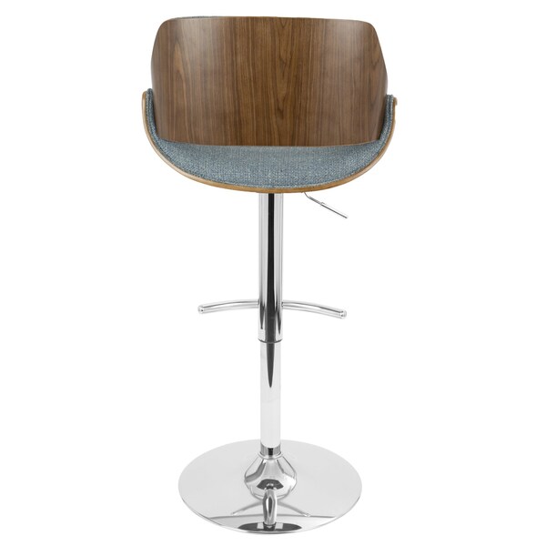 Lumisource Fabrizzi Adjustable Swivel Barstool in Walnut and Blue - BS-FBZZ WL+BU