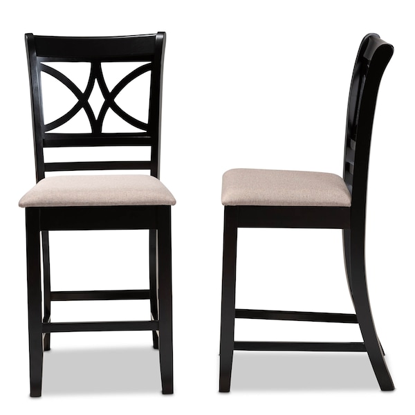 Baxton Studio Chandler Sand Upholstered and Espresso Wood 2-Piece Pub Chair Set - 166-10762