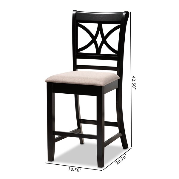 Baxton Studio Chandler Sand Upholstered and Espresso Wood 2-Piece Pub Chair Set - 166-10762
