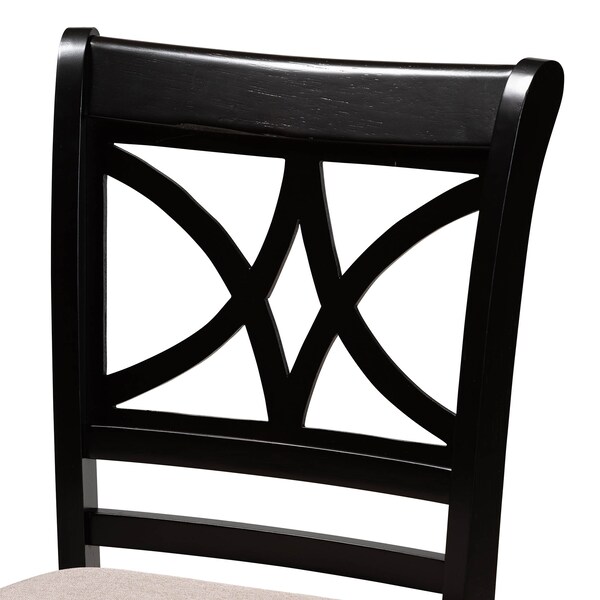 Baxton Studio Chandler Sand Upholstered and Espresso Wood 2-Piece Pub Chair Set - 166-10762