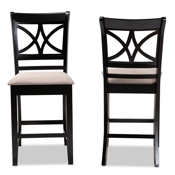 Baxton Studio Chandler Sand Upholstered and Espresso Wood 2-Piece Pub Chair Set - 166-10762