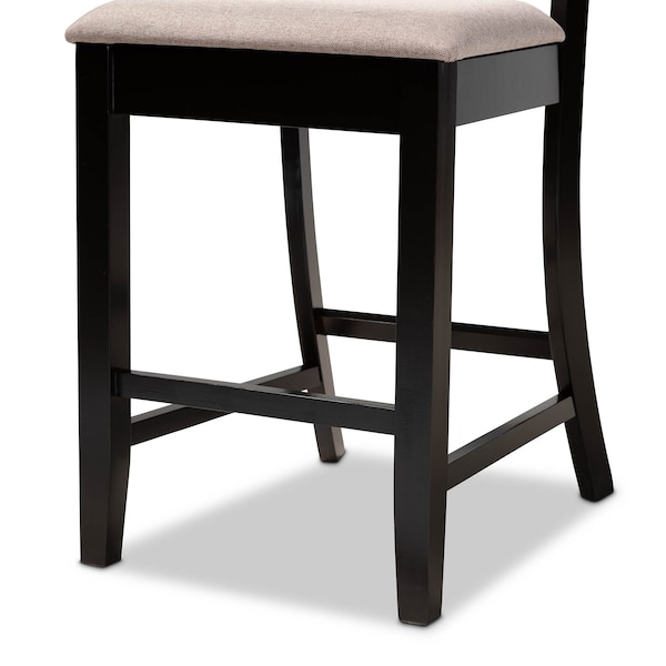 Baxton Studio Chandler Sand Upholstered and Espresso Wood 2-Piece Pub Chair Set - 166-10762