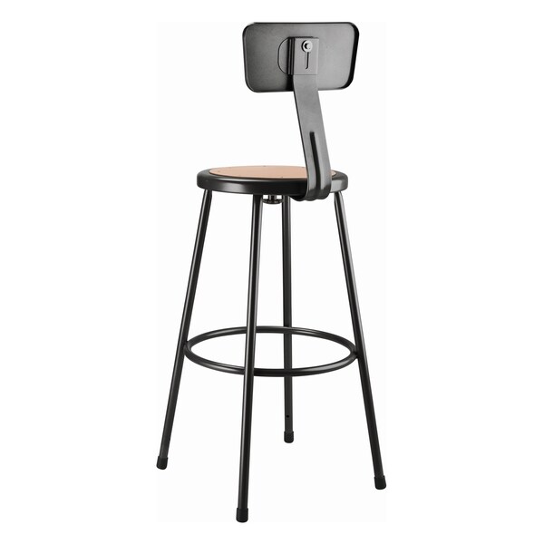 National Public Seating Blk Hardboard Stool Back, Stationary, 30 - 6230B-10