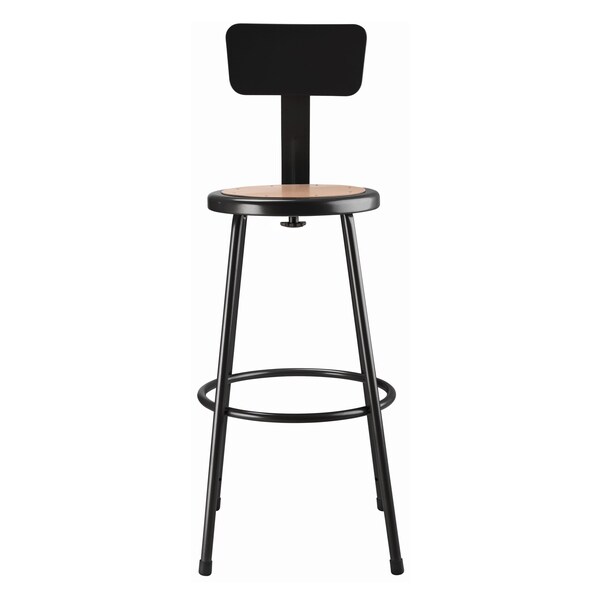 National Public Seating Blk Hardboard Stool Back, Stationary, 30 - 6230B-10