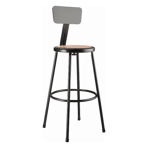 National Public Seating Blk Hardboard Stool Back, Stationary, 30 - 6230B-10