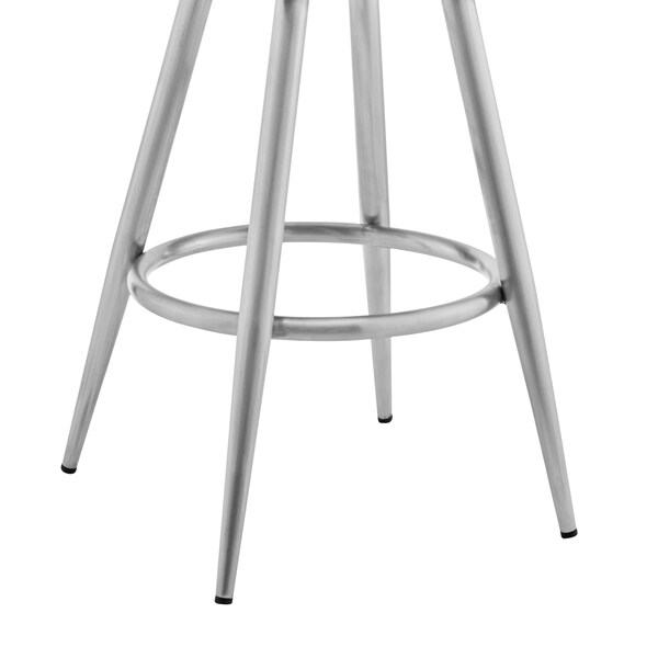 Armen Living Maxen 26" Gray Faux Leather and Brushed Stainless Steel Swivel Bar Stool - LCMXBABSGR26