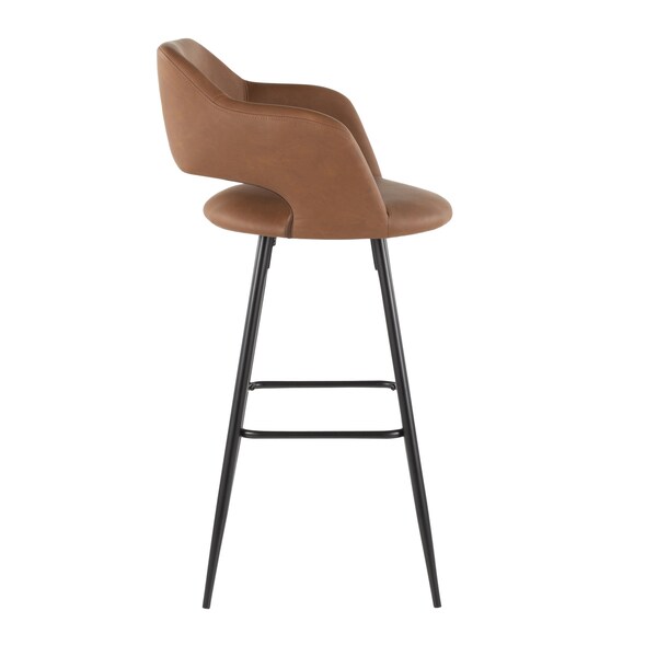 Lumisource Margarite Barstool in Black Metal and Brown Faux Leather, PK 2 - B30-MARG BK+BN2