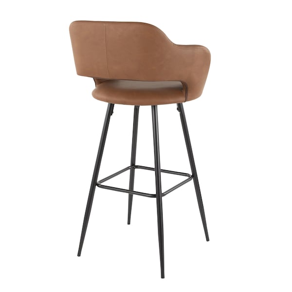 Lumisource Margarite Barstool in Black Metal and Brown Faux Leather, PK 2 - B30-MARG BK+BN2