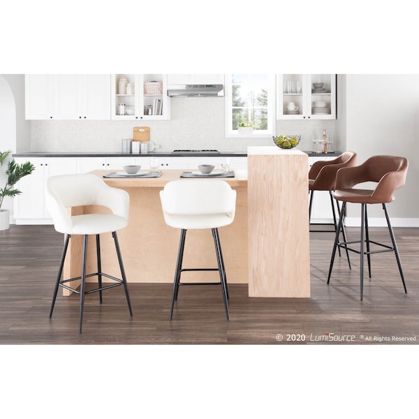 Lumisource Margarite Barstool in Black Metal and Brown Faux Leather, PK 2 - B30-MARG BK+BN2