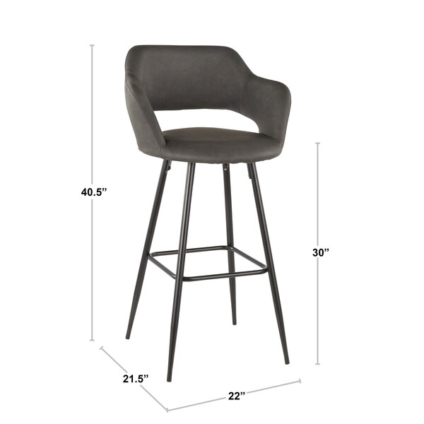 Lumisource Margarite Barstool in Black Metal and Brown Faux Leather, PK 2 - B30-MARG BK+BN2