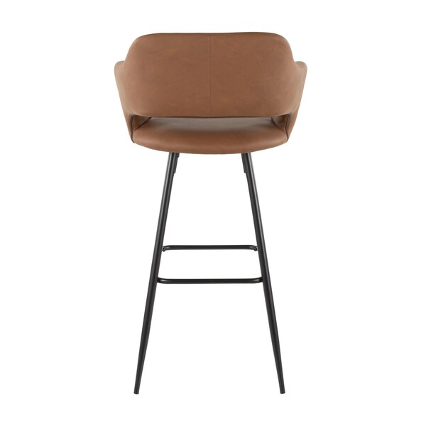 Lumisource Margarite Barstool in Black Metal and Brown Faux Leather, PK 2 - B30-MARG BK+BN2