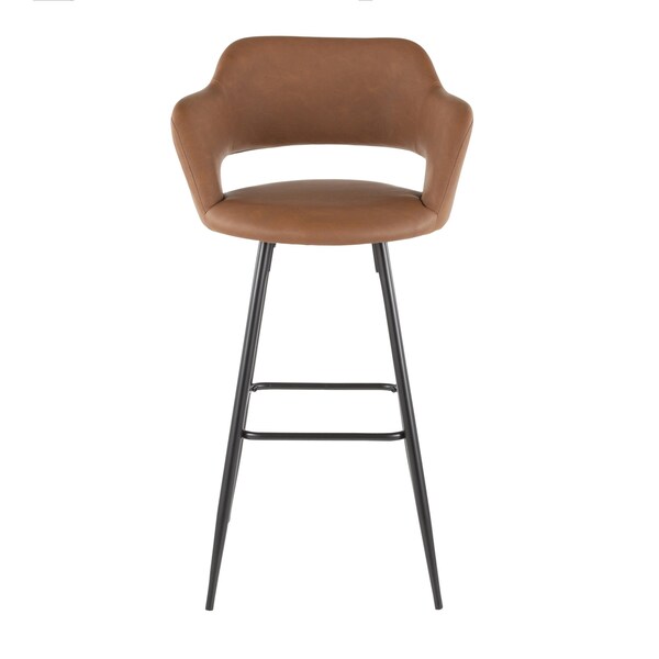 Lumisource Margarite Barstool in Black Metal and Brown Faux Leather, PK 2 - B30-MARG BK+BN2