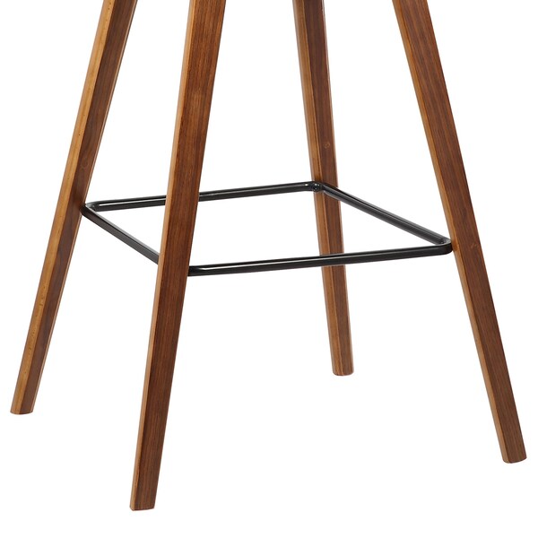 Armen Living Fox 28.5" Bar Height Brown Faux Leather and Walnut Wood Mid-Century Modern Bar Stool - LCFOBAWABR30