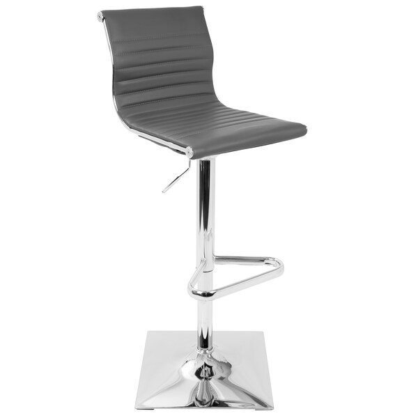 Lumisource Masters Adjustable Swivel Barstool in Grey Faux Leather - BS-MASTER GY
