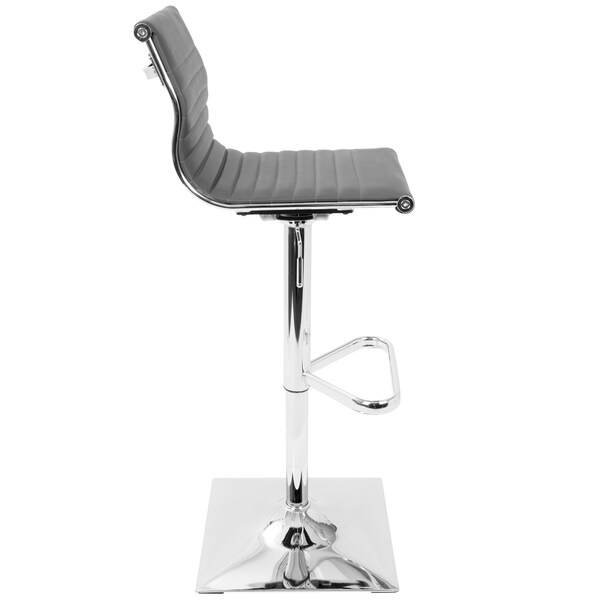 Lumisource Masters Adjustable Swivel Barstool in Grey Faux Leather - BS-MASTER GY