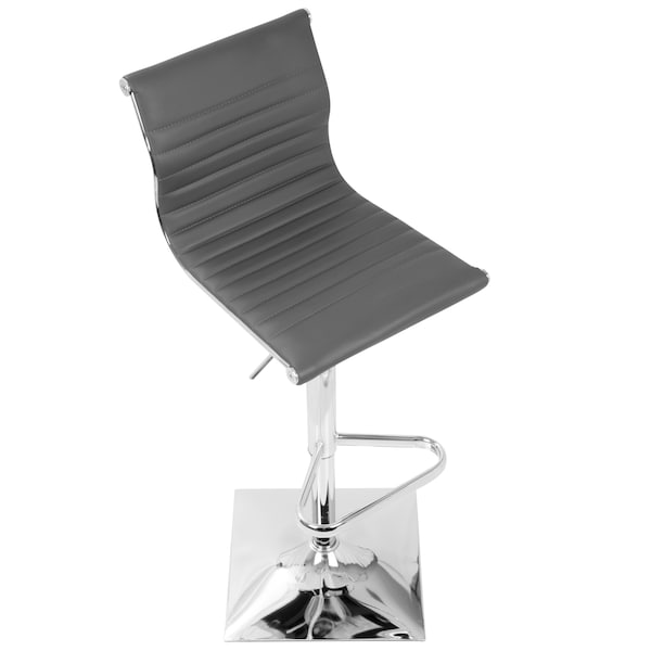 Lumisource Masters Adjustable Swivel Barstool in Grey Faux Leather - BS-MASTER GY