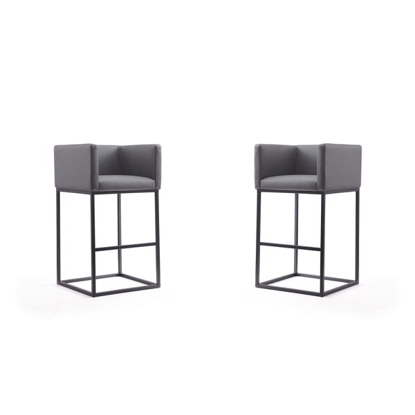 Celebracion Embassy Grey & Black Metal Barstool 38 x 21 x 20.5 in. - Set of 2 - CE3068418