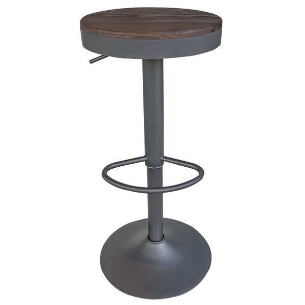 Amerihome Round Adjustable Height Bar Stools with Wood Seat - Espresso Stain - BSWTSWBN