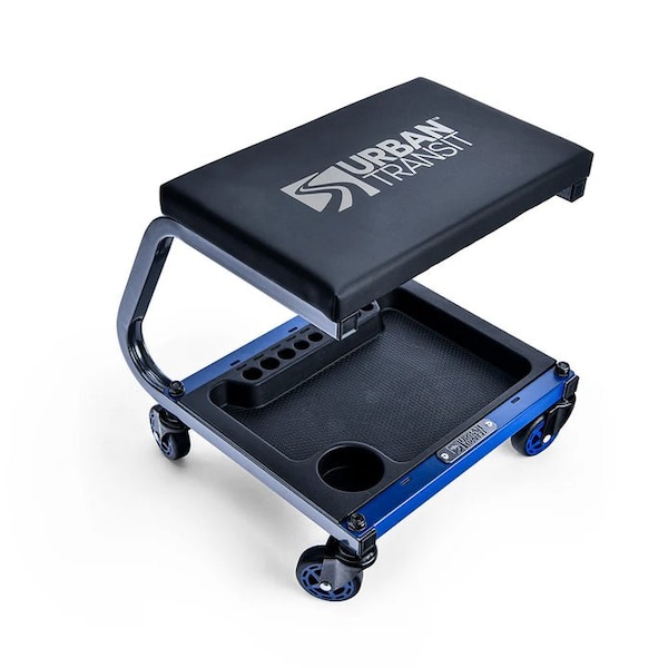 Urban Transit Fastback Pro-Glide Shop Stool with Padded Seat and Storage Tray 350lb Capacity - 53298