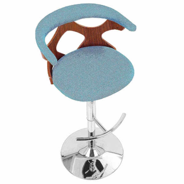 Lumisource Gardenia Adjustable Swivel Barstool in Walnut and Teal - BS-GARD WL+TL