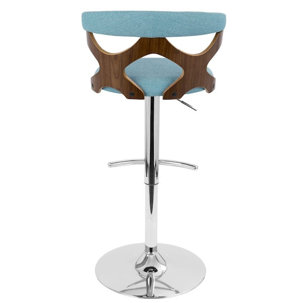 Lumisource Gardenia Adjustable Swivel Barstool in Walnut and Teal - BS-GARD WL+TL