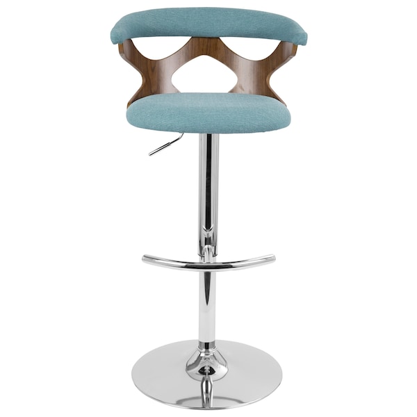 Lumisource Gardenia Adjustable Swivel Barstool in Walnut and Teal - BS-GARD WL+TL
