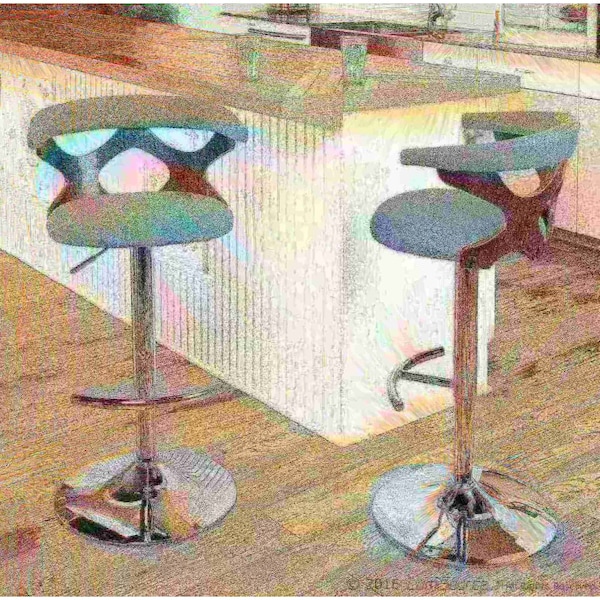 Lumisource Gardenia Adjustable Swivel Barstool in Walnut and Teal - BS-GARD WL+TL
