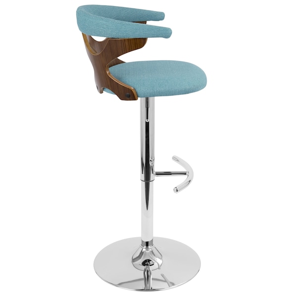Lumisource Gardenia Adjustable Swivel Barstool in Walnut and Teal - BS-GARD WL+TL