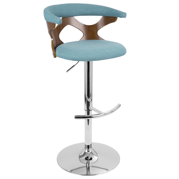 Lumisource Gardenia Adjustable Swivel Barstool in Walnut and Teal - BS-GARD WL+TL
