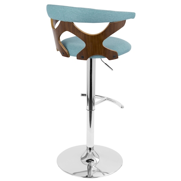 Lumisource Gardenia Adjustable Swivel Barstool in Walnut and Teal - BS-GARD WL+TL