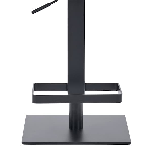 Armen Living Legacy Adjustable Height Swivel Gray Faux Leather and Black Metal Bar Stool - LCLGSWBAMBGR