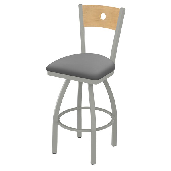 Holland Bar Stool Co 30" Swivel Counter Stool, Nickel Finish, Nat Back, Canter Grey Seat - 83030ANNATMPLB007