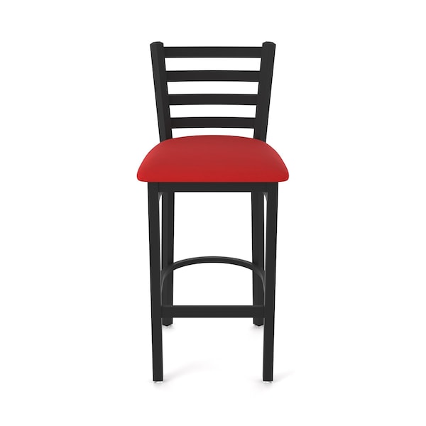 Holland Bar Stool Co 30" Stationary Bar Stool, Black Wrinkle, Canter Red Seat - 40030BW011