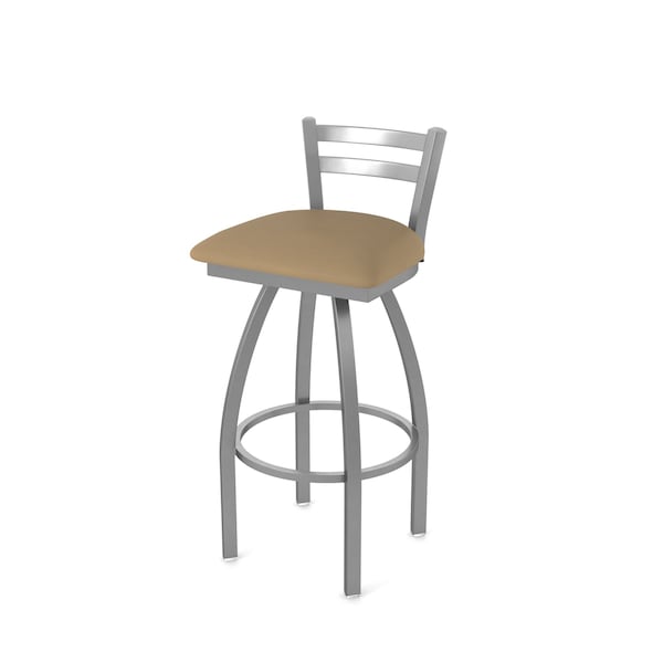 Holland Bar Stool Co OD411 Jackie Low Back Stainless Steel 30 Swivel Outdoor Bar Stool with Breeze Champagne Seat - OD41130SSOD005
