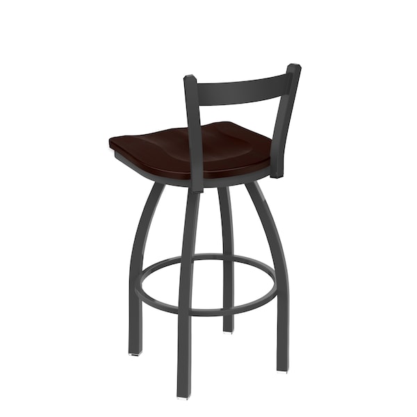 Holland Bar Stool Co 30" Low Back Swivel Bar Stool, Pewter Finish, Dark Cherry Maple Seat - 82130PWDCMPL