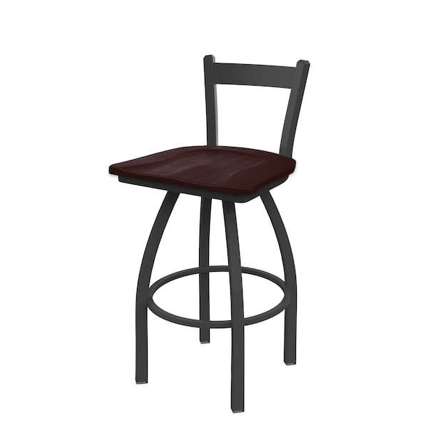Holland Bar Stool Co 30" Low Back Swivel Bar Stool, Pewter Finish, Dark Cherry Maple Seat - 82130PWDCMPL