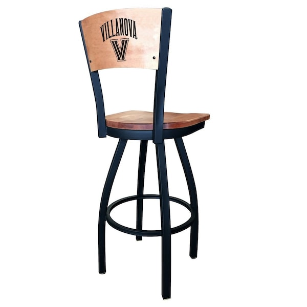 Holland Bar Stool Co 25" Blk Wrinkle Villanova Swivel Bar Stool, Laser Engraved Back - L03825BWMEDMPLAVILNVAMEDMPL
