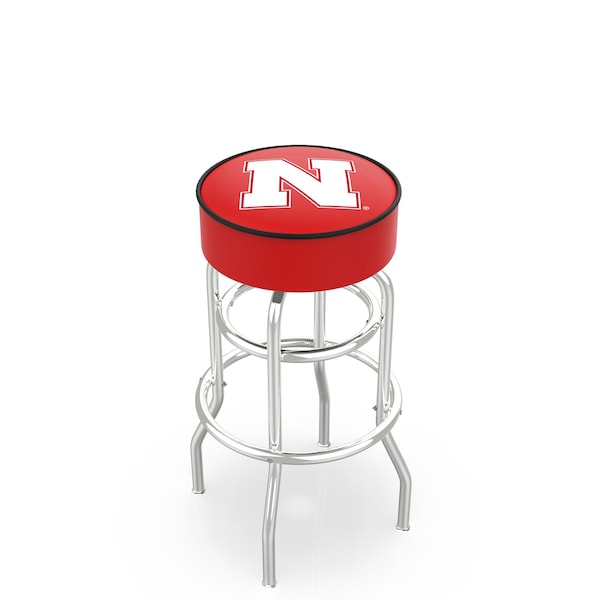 Holland Bar Stool Co 30" 4" Nebraska Cushion Seat, Double-Ring Chrome Swivel Bar Stool - L7C130NEBRUN