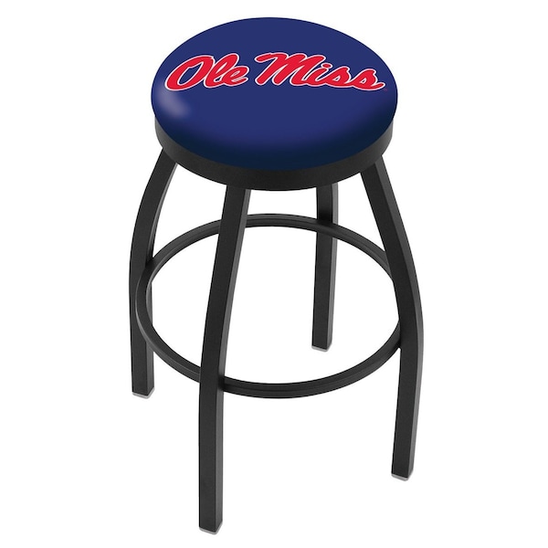 Holland Bar Stool Co 30" Blk Wrinkle Ole' Miss Swivel Bar Stool, Accent Ring - L8B2B30MSSPPU