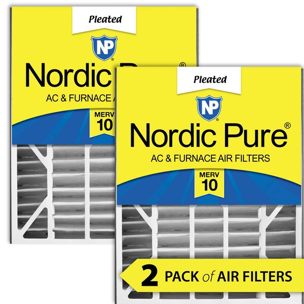 Nordic Pure 20x25x5 Pleated Air Filter, High Capacity, Electrostatically Charged Synthetic Media, MERV 10, 2 PK - 20X25X5ABM10-2