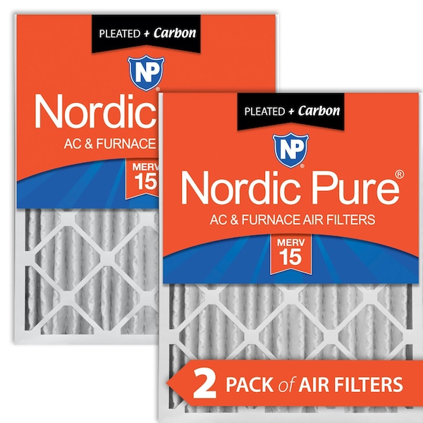 Nordic Pure 20x24x4 Plus Carbon Pleated Air Filter, High Capacity, MERV 15, 2 PK - 20X24X4M15+C-2