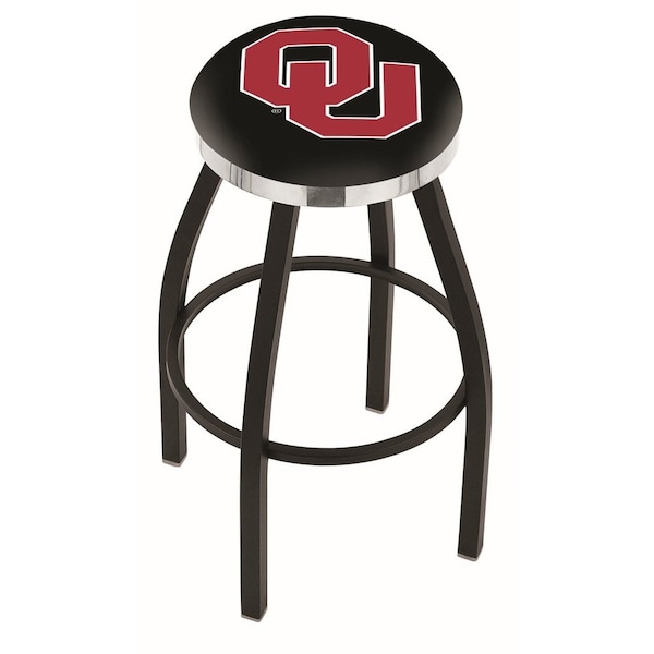 Holland Bar Stool Co 25" Blk Wrinkle Oklahoma Swivel Bar Stool, Chrome Ring - L8B2C25OKLHMA