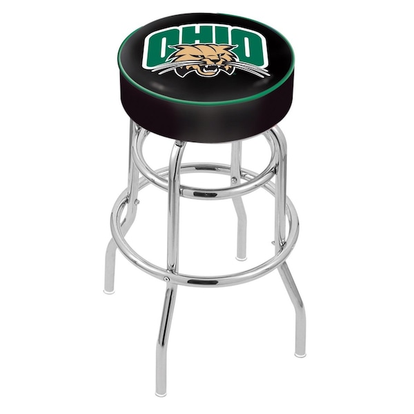 Holland Bar Stool Co 30" Ohio University Cushion Seat, 2-Ring Chrome Swivel Bar Stool - L7C130UNIVOH