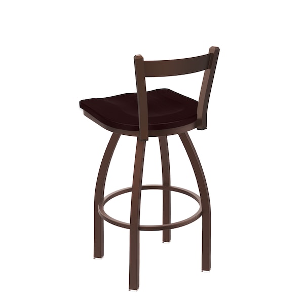 Holland Bar Stool Co 30" Low Back Swivel Bar Stool, Bronze Finish, Dark Cherry Oak Seat - 82130BZDCOAK