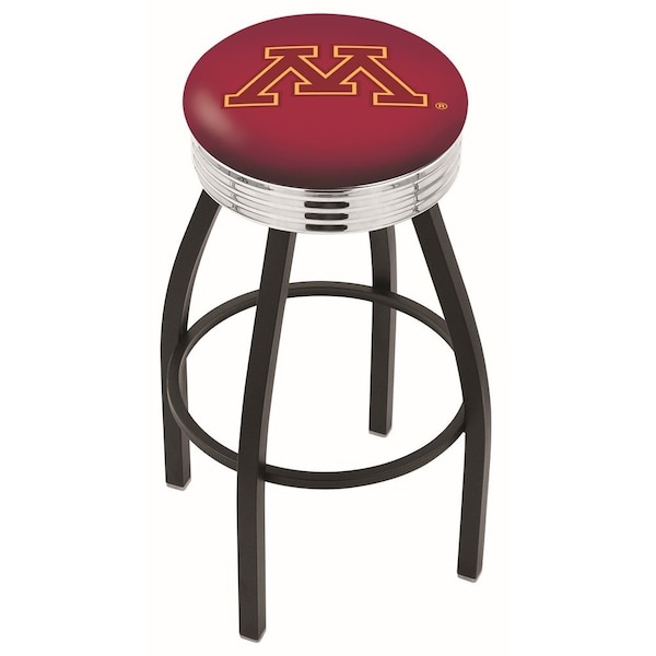 Holland Bar Stool Co 30" Blk Wrinkle Minnesota Swivel Bar Stool, Chrome Ring - L8B3C30MINNUN